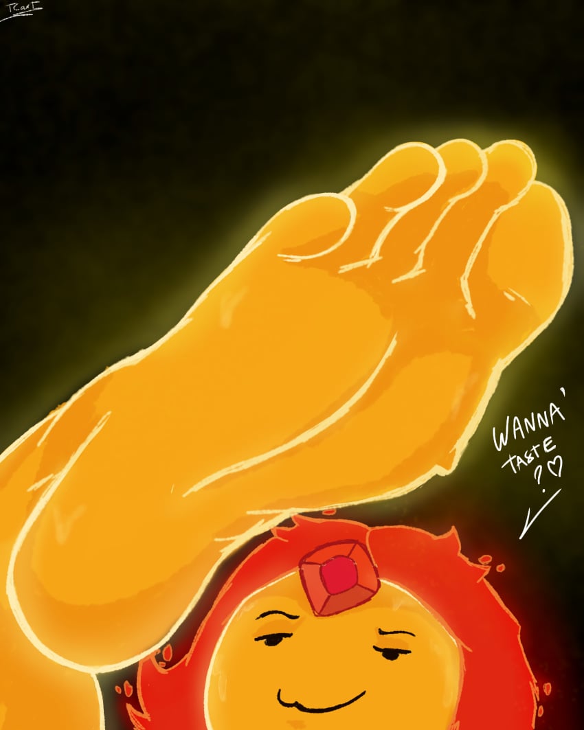 adventure_time feet feet_focus feet_up flame_princess flames foot_fetish foot_worship hot showing_off shy smoke sweat sweatdrop sweaty_body tacitusart