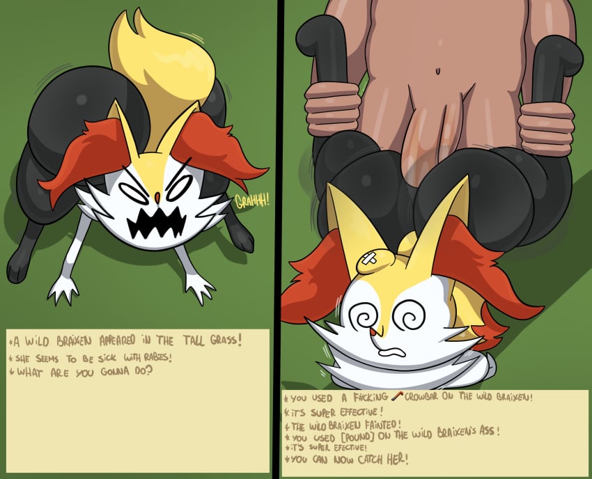 absurd_res angry anthro ass big_butt braixen canid canine duo english_text female forced generation_6_pokemon hi_res human instant_loss_2koma la_sandia_(artist) leg_grab male male/female mammal nintendo pokemon pokemon_(species) profanity public public_sex rape sex spiral_eyes text unconscious