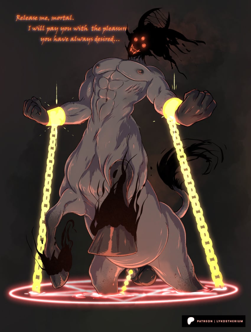 centaur chains demon lykostherium male male_only solo solo_male taur