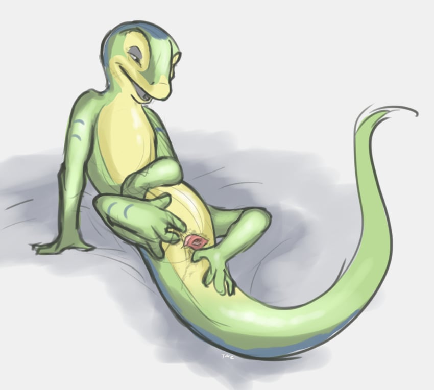 2015 ambiguous_gender animal_genitalia anthro arm_support cloaca gecko gex_(series) gex_the_gecko green_scales hi_res horizontal_cloaca lizard male male_only nude open_mouth presenting presenting_cloaca reclining reptile scales scalie semi-anthro simple_background solo spread_cloaca spreading tuke