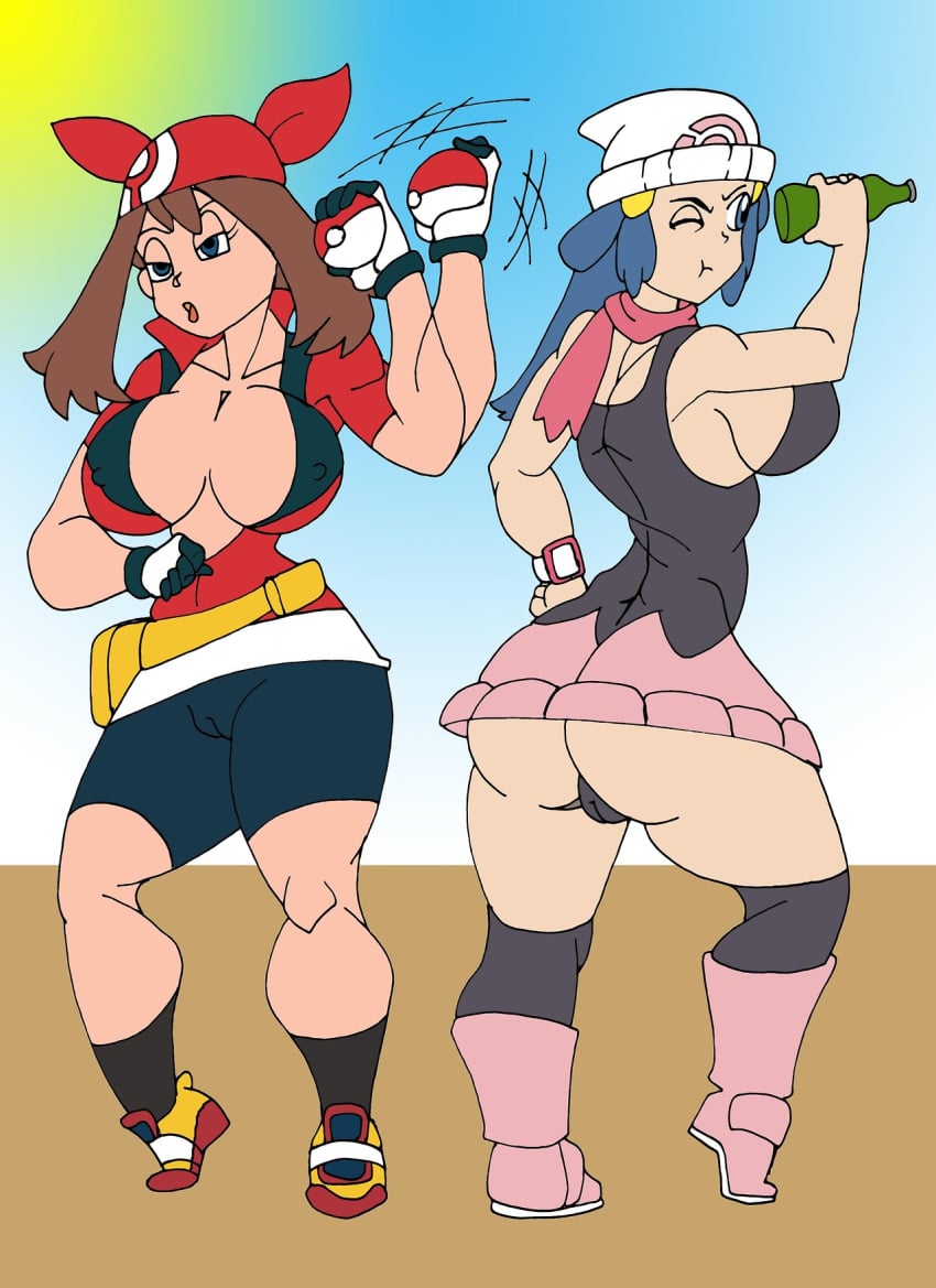 2girls aged_up arms_up ass back_view beanie big_breasts bike_shorts black_legwear black_panties blue_eyes blue_hair boots brown_hair busty butt_crack caglioro3666 cleavage closed_eyes curvy dat_ass dawn_(pokemon) detailed_background dress duo erect_nipple erect_nipples female female_only front_view gloves hair_ornament hand_on_hips hands_on_hip hands_on_hips hat holding_object hourglass_figure human human_only legwear long_hair may_(pokemon) minidress multiple_females multiple_girls nipple_bulge no_bra older open_mouth open_shirt panties pokemon pose posing scarf shoes short_dress short_hair shorts sideboob skirt socks standing straight teenage thong tied_hair twintails underwear very_long_hair voluptuous wide_hips