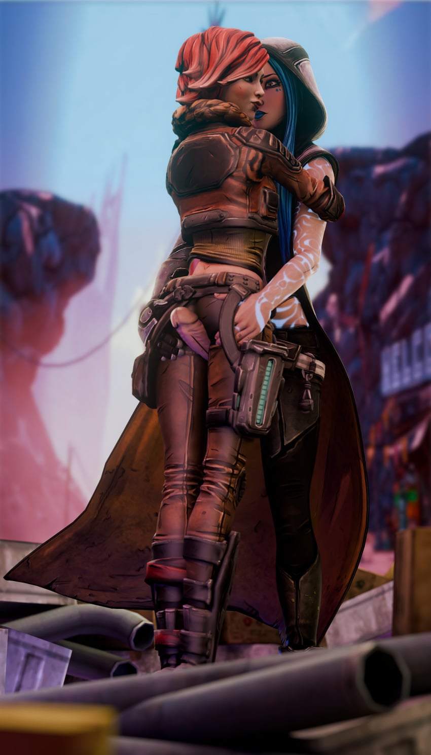 1440x2560 1futa 1girls 3d 3d_(artwork) amateur_artist ass blender blender_(software) blender_cycles blue_hair blurry_background borderlands borderlands_2 borderlands_3 both_hands_on_ass boxes cardboard_box clothed_sex dick_between_thighs female fully_clothed fully_clothed_futa fully_nude_female futa_on_female futanari gearbox_software glowing_tattoo gnightsound grabbing_ass hand_on_ass hands_around_torso hoodie hugging hugging_another hugging_partner ignored ignoring_partner in_public intersex lifting_person lilith_(borderlands) looking_at_partner looking_away_from_partner maya_(borderlands) no_artist_signature no_source outdoor_sex outdoors penis pipes precum_drip red_hair smug_face standing standing_sex thigh_job thigh_sex thigh_sex_over_clothes vertical_image worried_expression