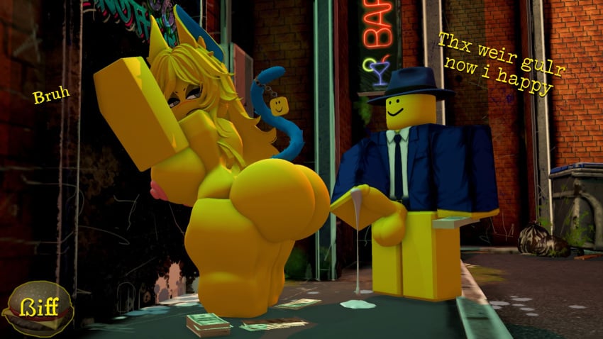 1boy 1girls 3d against_wall areolae ass barefoot big_ass big_breasts breasts completely_nude completely_nude_female cum cum_on_floor cumshot female full_body male male_masturbation masturbation naked naked_female nipples nude nude_female presenting presenting_hindquarters roblox robloxian showing_ass showing_off tagme_(artist) unamused