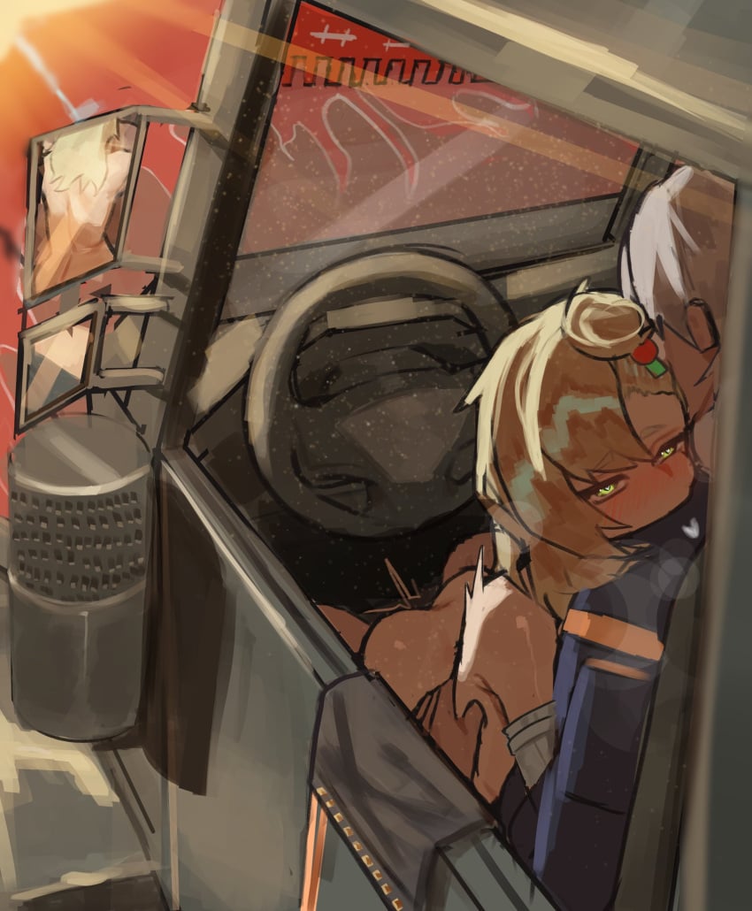 1boy 1girls blonde blonde_hair driving female hoyoverse in_car kineku light-skinned_female light-skinned_male light_skin male mihoyo piper_wheel sex sex_in_vehicle sex_while_sleeping tagme wise_(zenless_zone_zero) zenless_zone_zero
