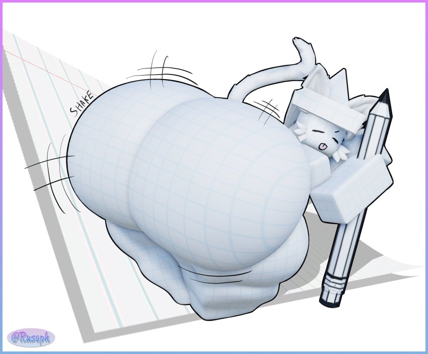 1boy 3d ass ass_focus bent_over big_butt big_thighs bottom_heavy cat_ears cat_tail femboy huge_ass huge_thighs male motion_lines oc paper roblox robloxian rusoph source_request thick_thighs thighs