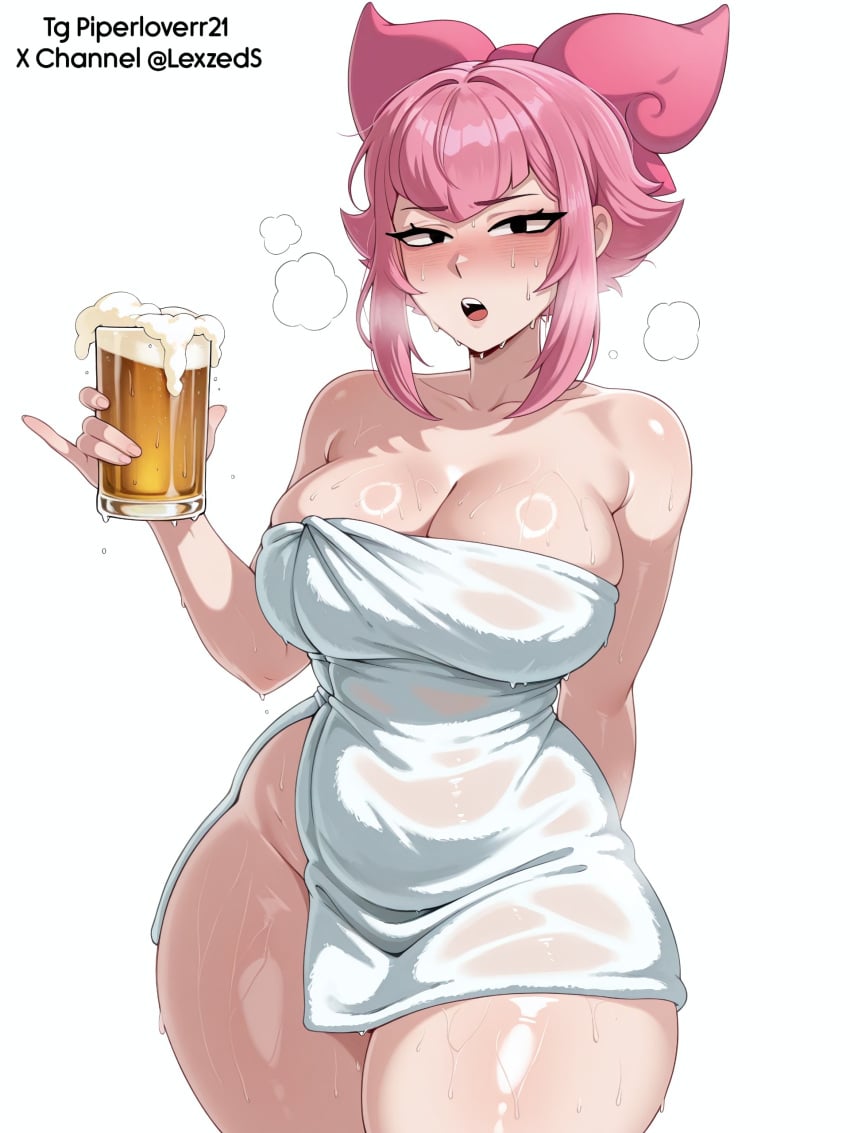 1girls ai_generated beer brawl_stars looking_at_viewer melodie_(brawl_stars) solo sweat