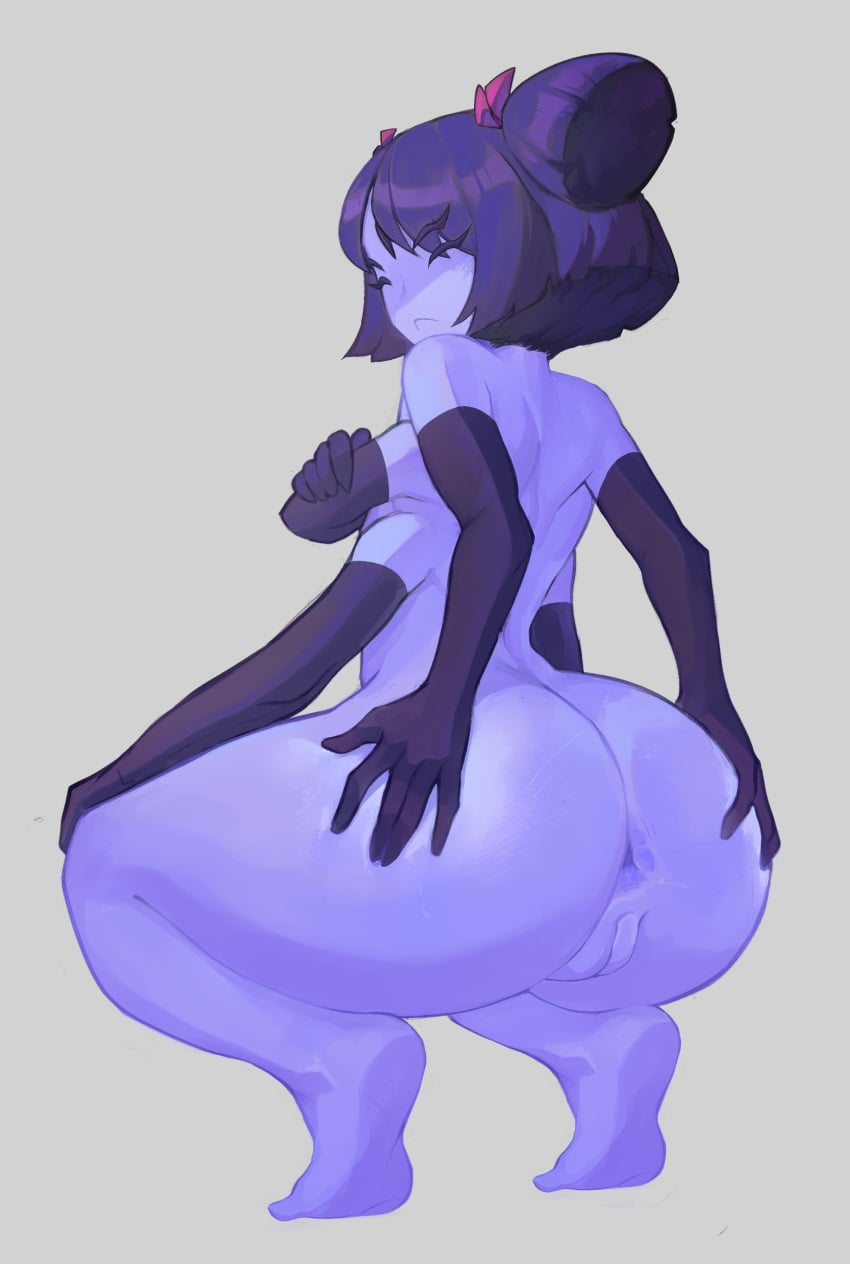 artist_request asshole big_ass butt butthole female female_only hands_on_ass looking_at_viewer looking_back looking_back_at_viewer muffet naked naked_female pussy sleeves spider_girl squatting thick_thighs undertale undertale_(series)
