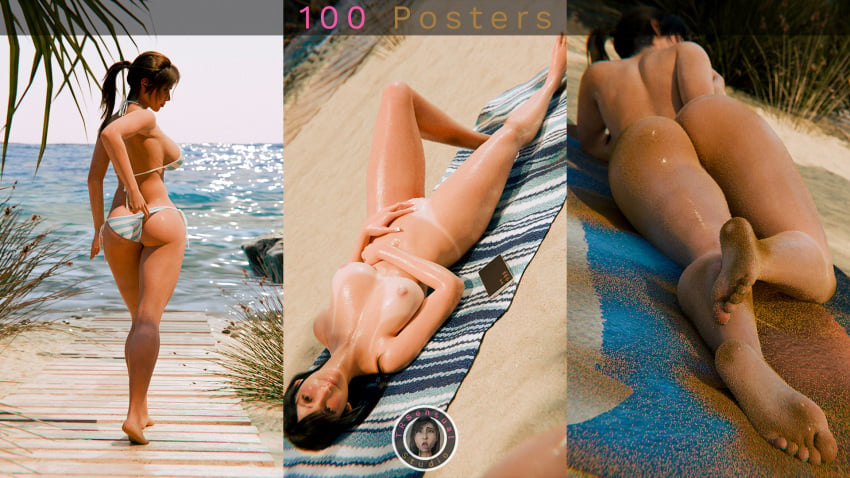 2girls 3d adjusting_swimsuit beach big_ass big_breasts big_thighs bikini bikini_bottom bikini_top black_hair blue_nails brown_eyes brown_hair covered_in_sand feet female female_only final_fantasy foot_fetish image image_set lara_croft laying_on_back laying_on_side long_hair nature nipples nude nude_female plant plants ponytail pussy red_eyes sand sand_on_ass sand_on_body sand_on_foot sand_on_skin standing tifa_lockhart toes tomb_raider tree trees trsensualstudio watermark