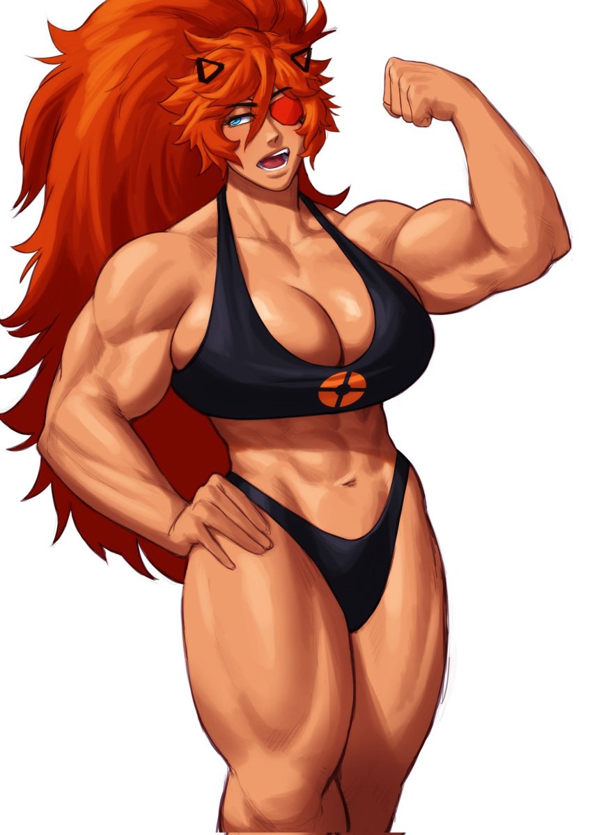 1animal :d abs ass ass_visible_through_thighs big_breasts black_panties black_tank_top blue_eyes commission enormous_breasts eyepatch fangs fit fit_female flexing flexing_arms flexing_bicep ginger ginger_hair grin hands_on_hips hips horns huge_breasts large_breasts legs looking_at_viewer muscular muscular_female muscular_legs panties plump ponytail sharp_teeth smile solo sotcho strong strong_woman tank_top team_fortress_2 tf2 thick_thighs tummy wide_hips zesty_(zestyjesus) zestyjesus