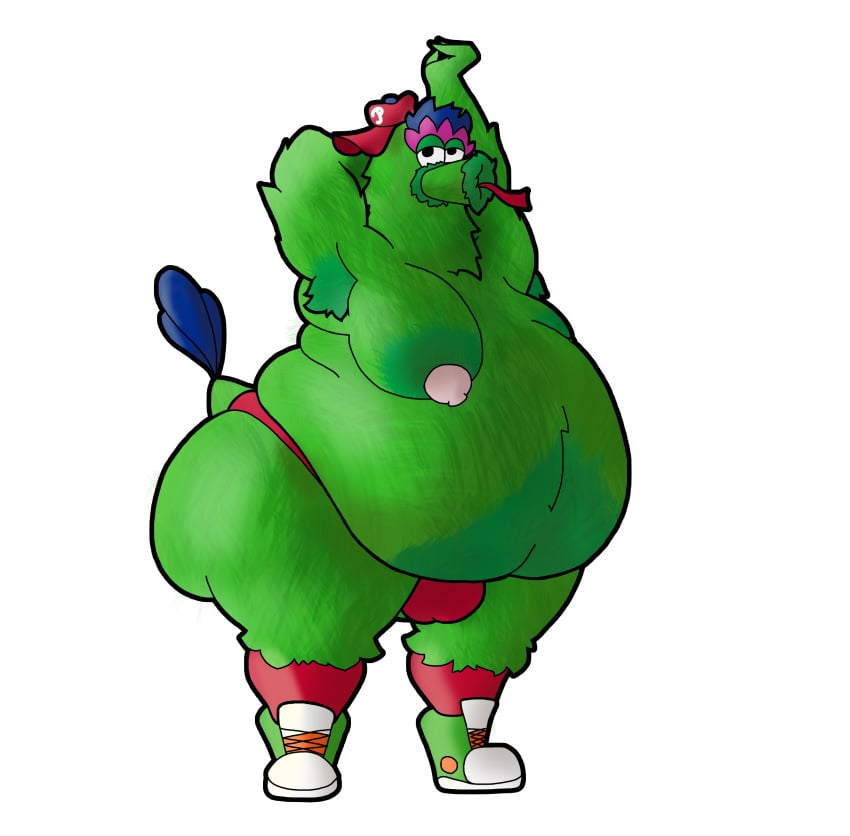 arms_up bhm big_ass big_belly big_butt fat fat_man huge_ass huge_belly huge_butt male obese obese_male overweight overweight_male phillie_phanatic stretching stretching_arms thick_thighs wide_hips