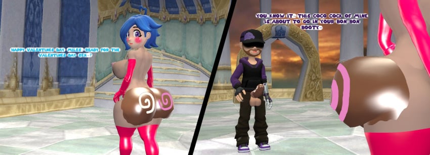 big_ass_(female) big_booty big_butt_(female) bubble_butt_(female) chocolate_on_ass chocolate_on_penis deekystjohn elbow_gloves high_heels_leggings kaibernation miles_broflovski_(deekystjohn) smg4 tari_(smg4)