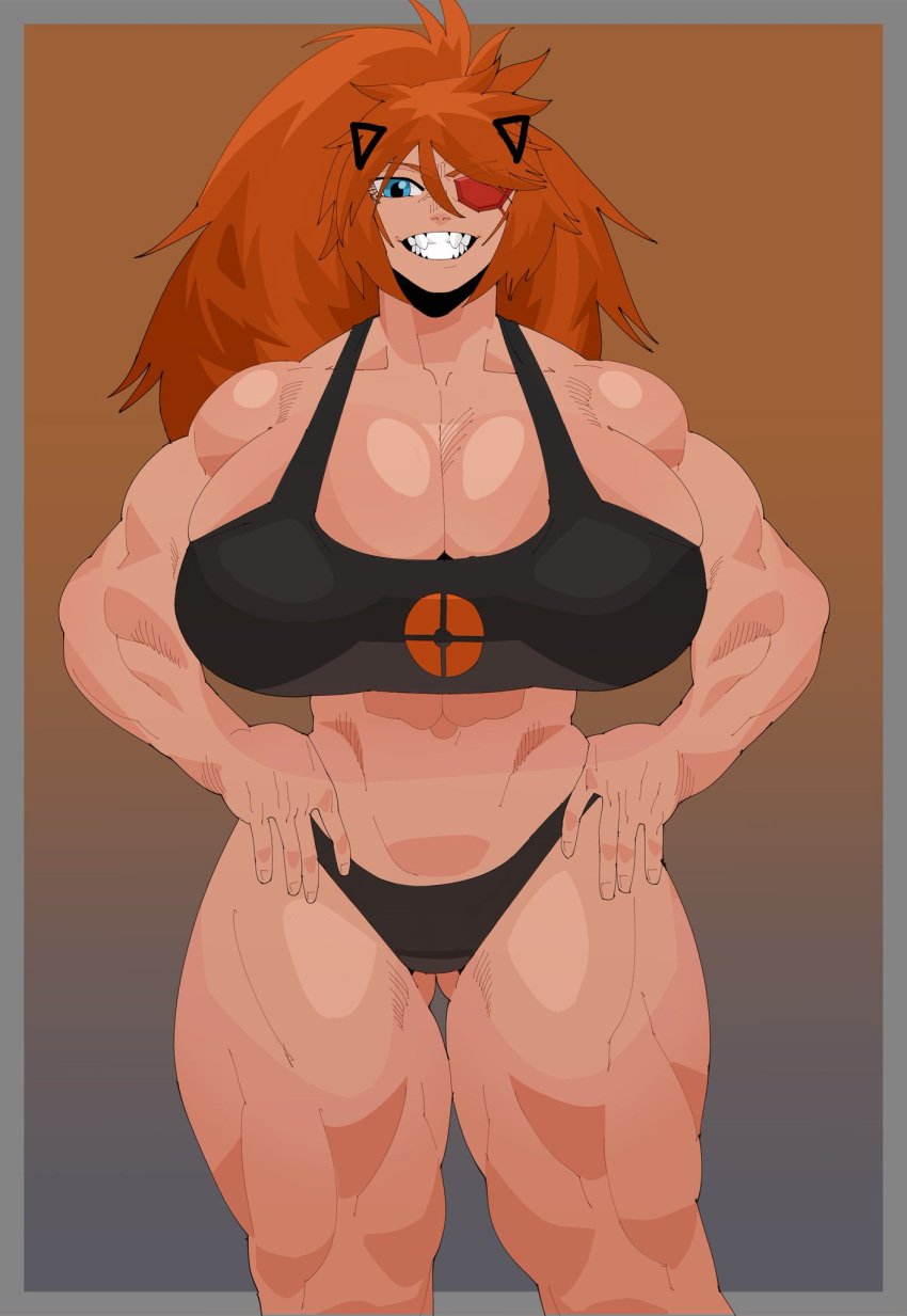 1animal abs appropriator ass ass_visible_through_thighs big_breasts black_panties black_tank_top blue_eyes enormous_breasts eyepatch fangs fit fit_female ginger ginger_hair grin hands_on_hips hips horns huge_breasts large_breasts legs looking_at_viewer muscular muscular_female muscular_legs panties plump ponytail sharp_teeth smile solo strong strong_woman tank_top team_fortress_2 tf2 thick_thighs tummy wide_hips zesty_(zestyjesus) zestyjesus