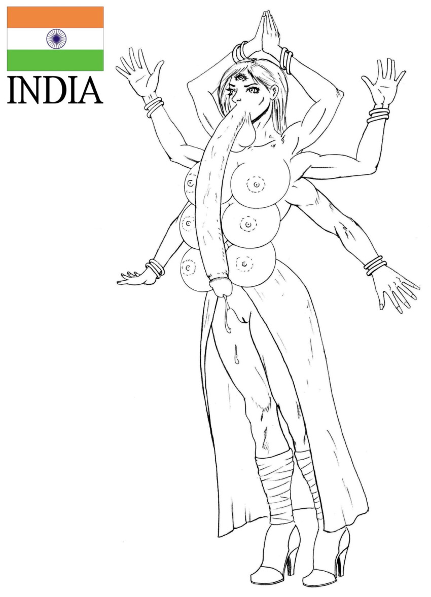 1futa 3_eyes balls body_horror bongo breasts cleft_of_venus corruption cum ejaculation flaccid_penis full-package_futanari full_body futanari herm hermaphrodite high_heels hindu_mythology huge_balls huge_breasts huge_cock huge_penis huge_testicles indian_female indian_flag intersex large_breasts monophallia multi_arm multi_breast multi_eye multi_genitalia multi_limb nipples offensive penis penis_mouth pussy religion solo standing testicles uncensored unusual_anatomy useless_clothing what