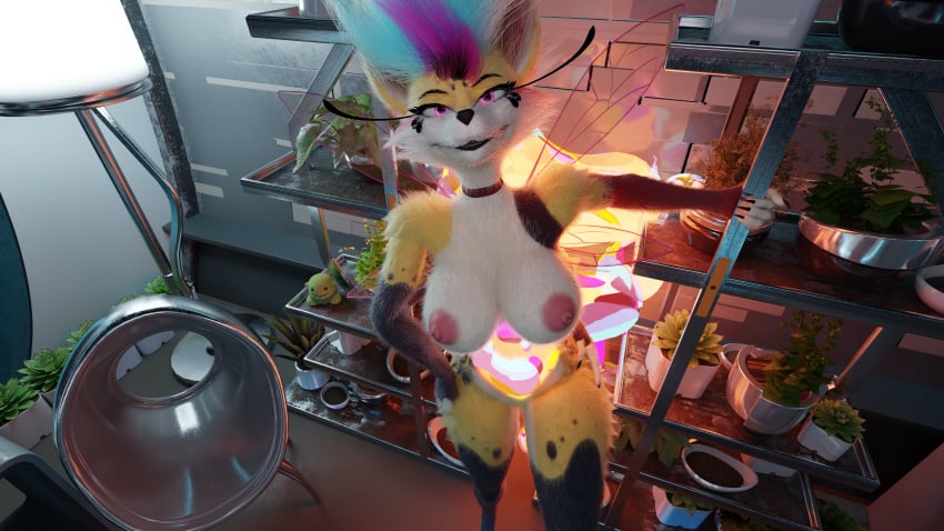 16:9 3d 4_arms absurd_res anthro arthropod bed bee blender_(artwork) blender_cycles blue_hair breasts canid canine claws digital_media_(artwork) female fingerless_(marking) fingerless_gloves_(marking) fluffy fox fur furniture gian800 gloves_(marking) hair hand_on_hip helluva_boss hi_res hybrid hymenopteran insect_wings insects looking_at_viewer mammal markings multi_arm multi_limb night nipples pink_eyes queen_bee-lzebub_(helluva_boss) smile solo standing tail widescreen wings yellow_body yellow_fur