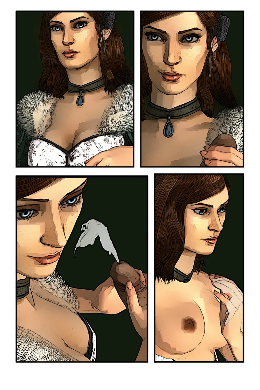 1boy 1girls 3d assassin's_creed_(series) assassin's_creed_iii breasts choker clothed clothing comic cumshot duo ejaculation erection faceless_male female female_focus gillian_mccarthy handjob lady_maverick looking_away male nipples penis sex simple_background smile straight tagme_(character) ubisoft