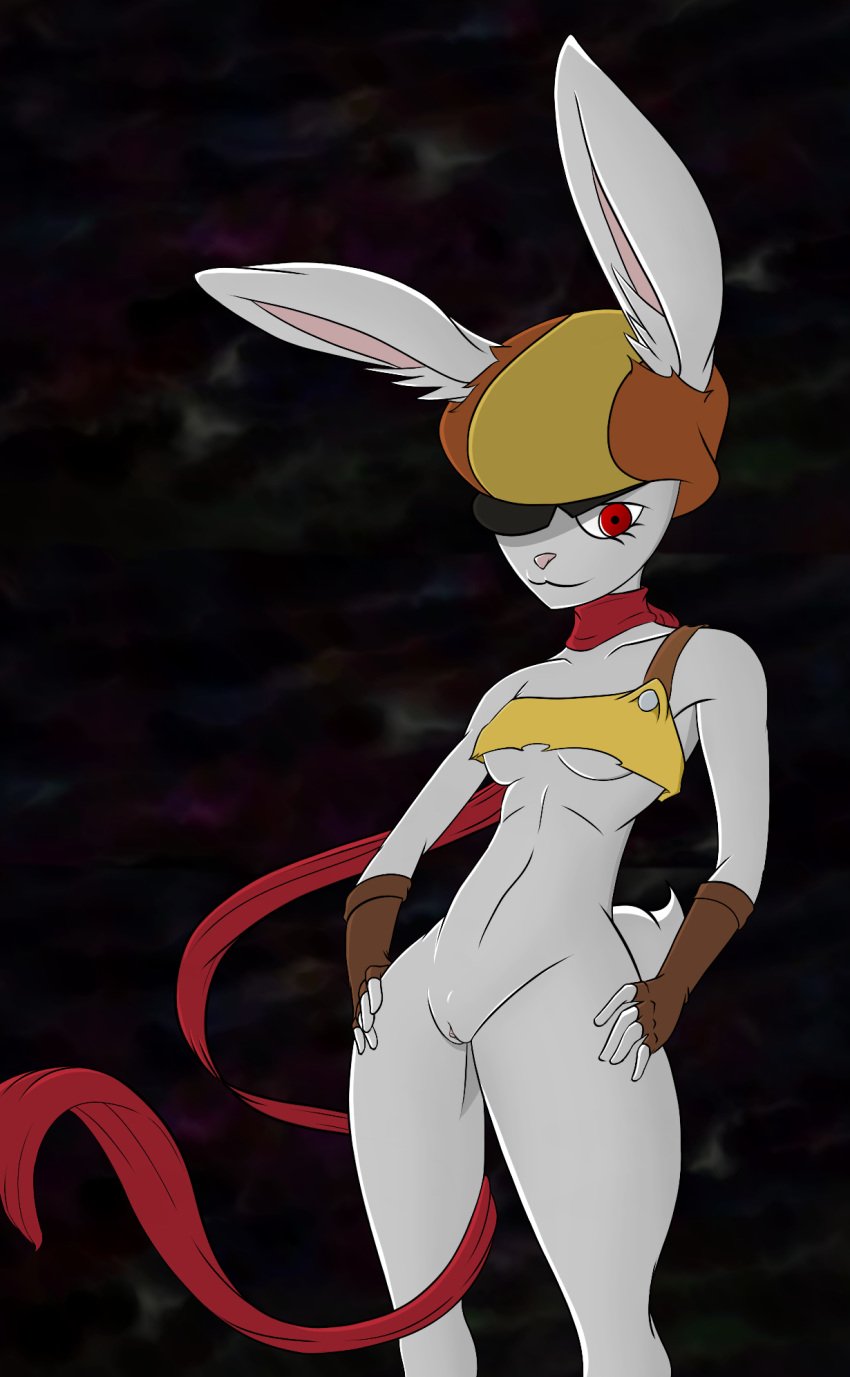 1girls 2017 anthro big_ears bottomless breasts clothed clothing digital_media_(artwork) dragon_ball dragon_ball_super female female_only fur furry hands_on_hips hat hi_res lagomorph lemon-pepper mammal midriff mostly_nude pussy rabbit shirt small_breasts smile solo sorrel thick_thighs underboob wide_hips