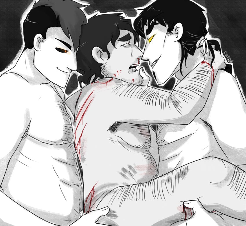 3boys 3some blood bloody_nose boyfriend_to_death cain_zeitgeist crying darqx dominant_male domination double_anal dubious_consent gay gay_domination gay_sex gay_threesome implied_anal implied_penetration implied_sex lucien_rire maledom malesub questionable_consent strade submissive submissive_male threesome toxic_yaoi yaoi