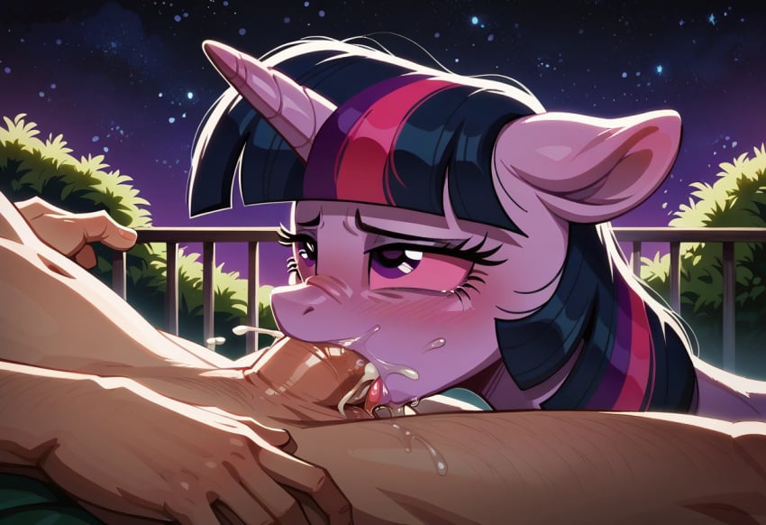 1boy ai_generated deepthroat female my_little_pony_friendship_is_magic r.ai.ven twilight_sparkle_(mlp)