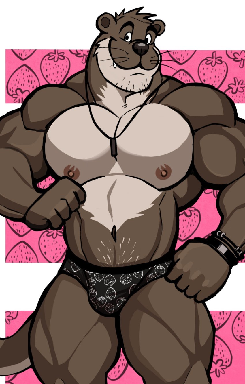 anthro balls bara barazoku bulge darknaigart flaccid furry male male_only muscles muscular otter penis solo solo_male underwear underwear_only