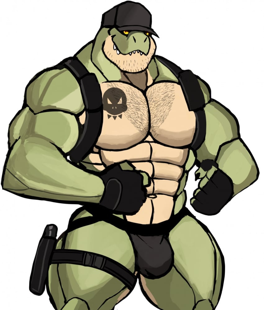 anthro balls bara barazoku bulge darknaigart dinosaur flaccid jace_(darknaig) jockstrap male male_only muscles muscular penis scalie solo solo_male tyrannosaurid tyrannosaurus tyrannosaurus_rex underwear