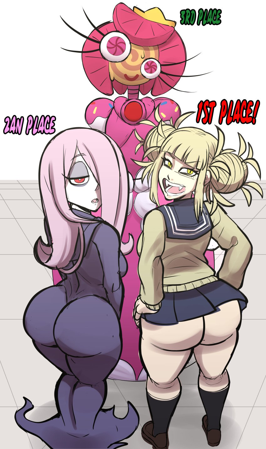 3girls ass crossover eastern_and_western_character himiko_toga little_witch_academia my_hero_academia princess_loolilalu spiralart sucy_manbavaran the_amazing_digital_circus