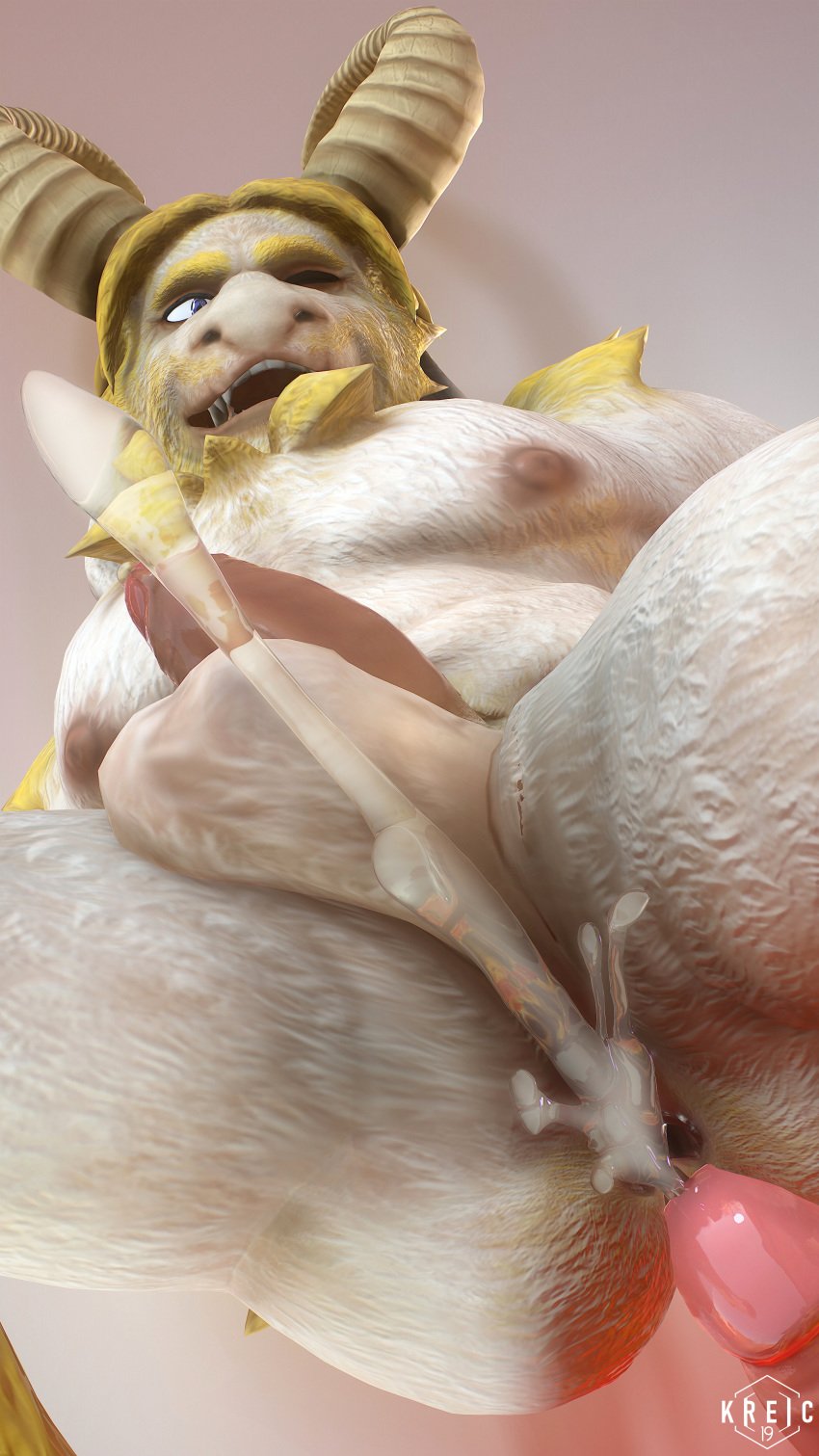 2019 3d absurd_res anthro asgore_dreemurr balls caprine cum cum_in_ass cum_inside gay goat hi_res horn humanoid_penis king kreic male mammal muscular nipples no_humans orgasm overweight penis pink_penis plantigrade royalty smile undertale video_games