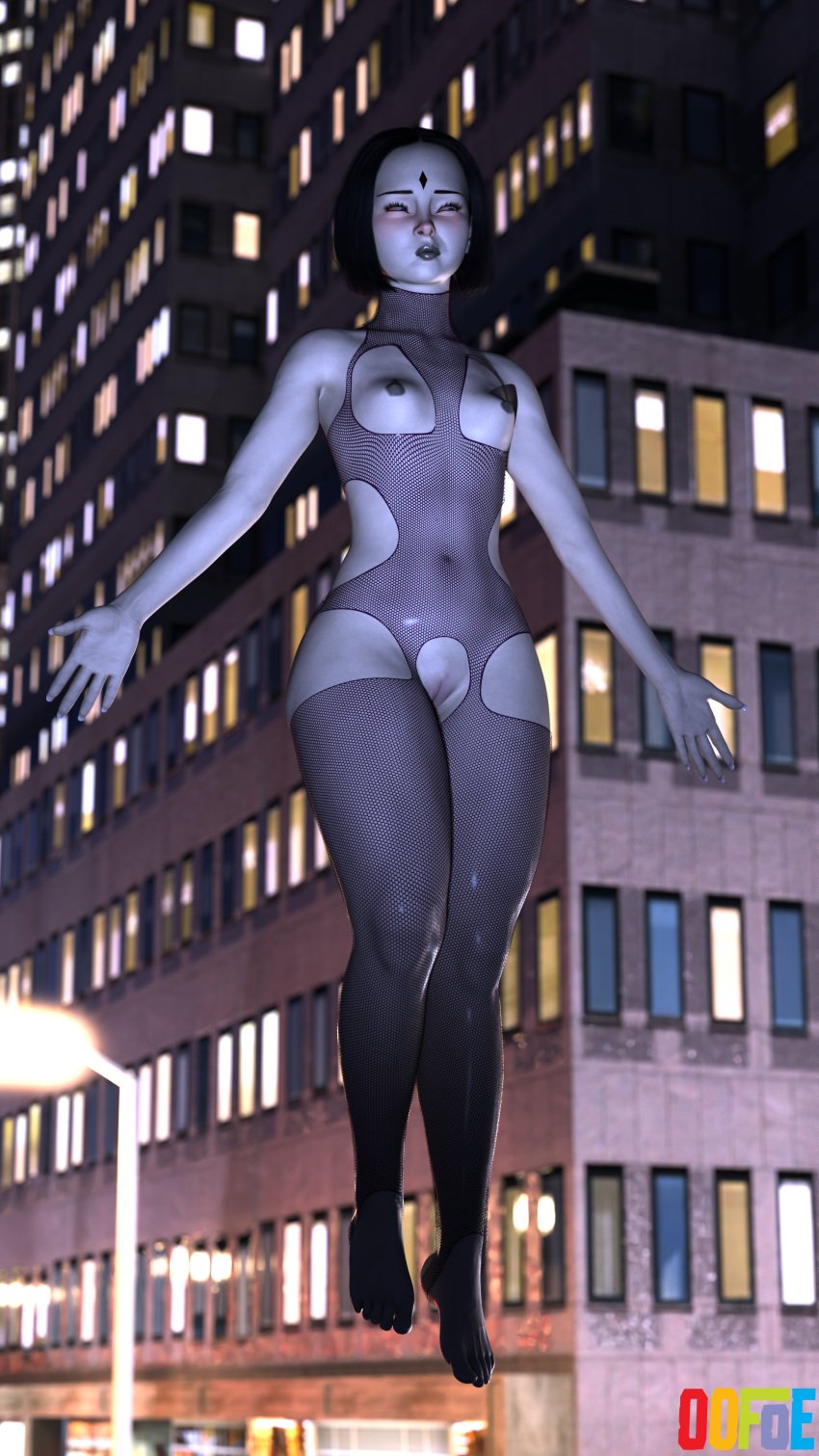 1girls 3d alternate_version_available averting_eyes barefoot black_hair daz_studio dc dc_comics embarrassed embarrassed_nude_female enf exhibitionism exposed_breasts fishnets floating grey_skin oofoe public public_nudity raven_(dc) self_upload small_breasts sole_female solo solo_female solo_focus stirrups teen_titans teenage_girl teenager