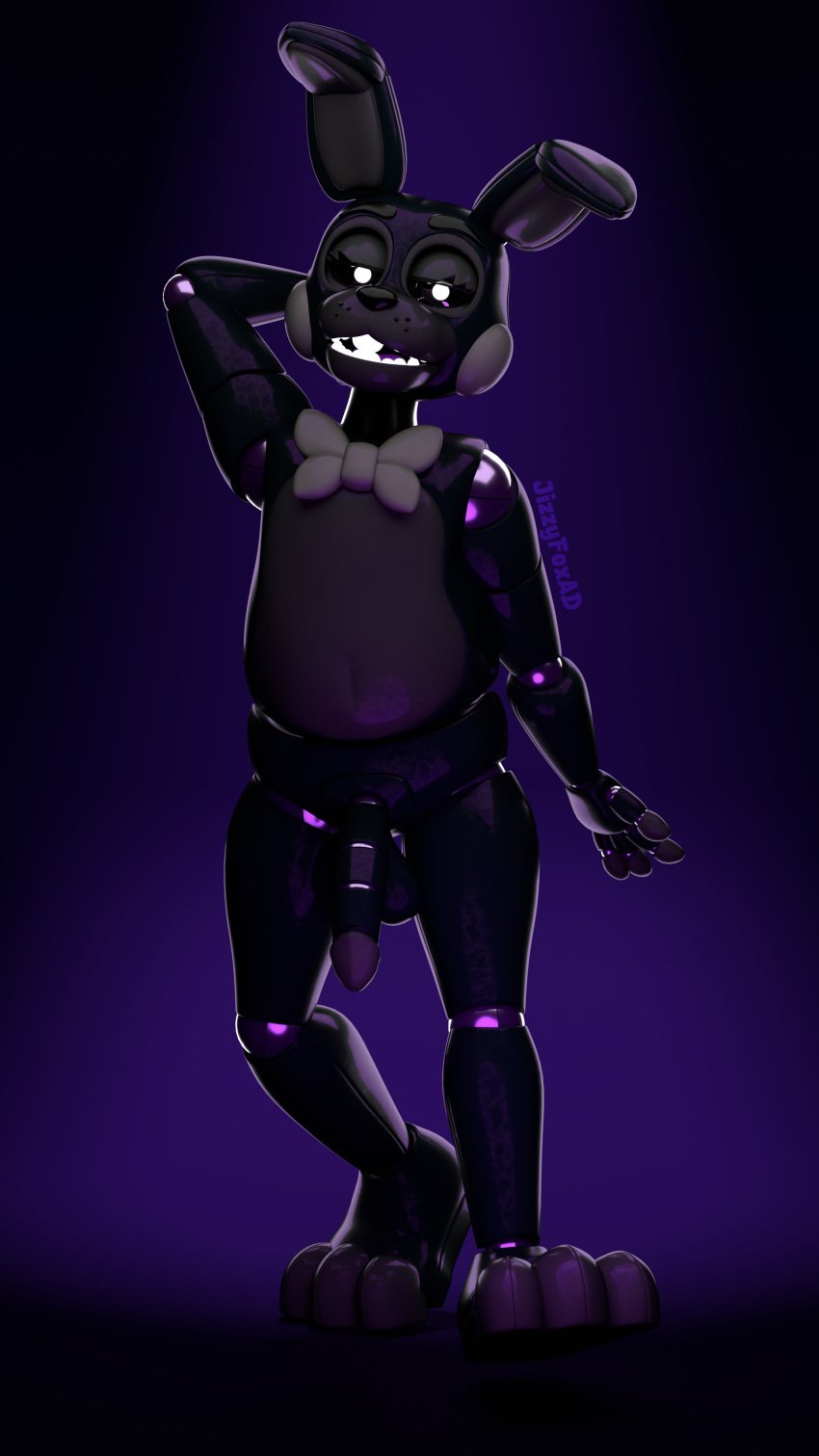 2024 3d_(artwork) 4k absurd_res animatronic anthro balls black_body black_sclera blender_(artwork) bow_tie clothing digital_media_(artwork) five_nights_at_freddy's five_nights_at_freddy's_2 genitals glowing glowing_eyes glowing_teeth hi_res humanoid_genitalia humanoid_penis jizzyfox lagomorph leporid looking_at_viewer machine male mammal nude penis rabbit robot robot_anthro scottgames shadow_bonnie_(fnaf) simple_background solo teeth watermark