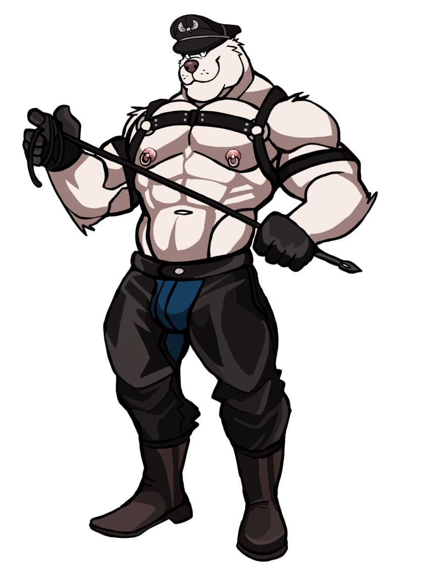 anthro balls bara barazoku bear bulge darknaigart flaccid furry harness leather male male_only muscles muscular penis polar_bear solo solo_male ursid ursine