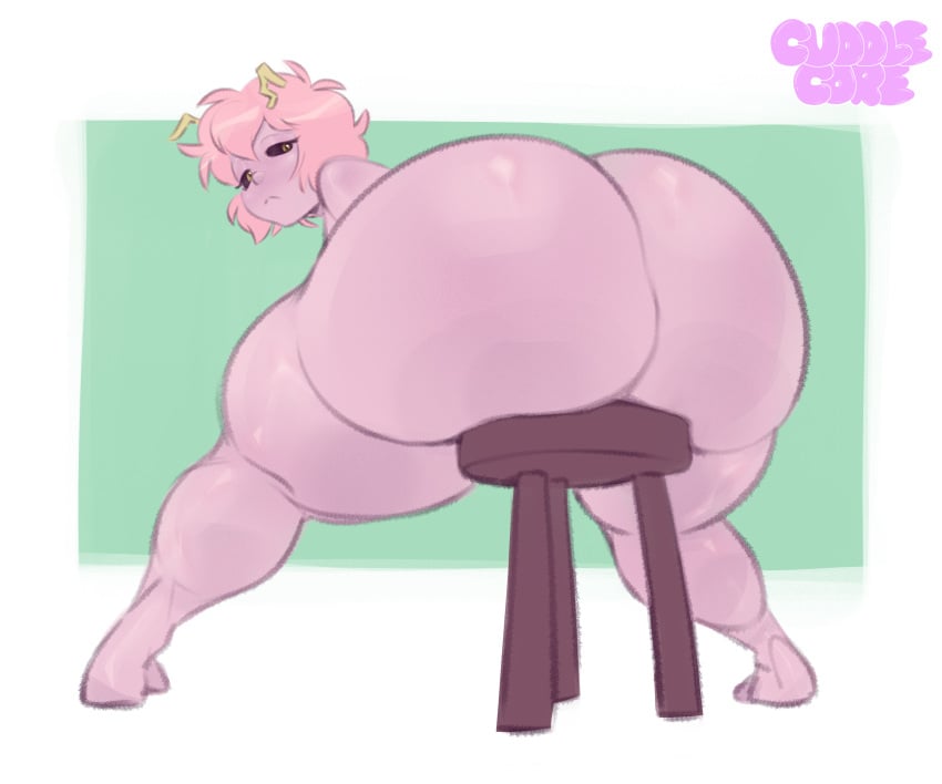 antennae big_ass cuddlecore fat_ass mina_ashido my_hero_academia naked_female pink_skin sitting_on_chair thick_thighs