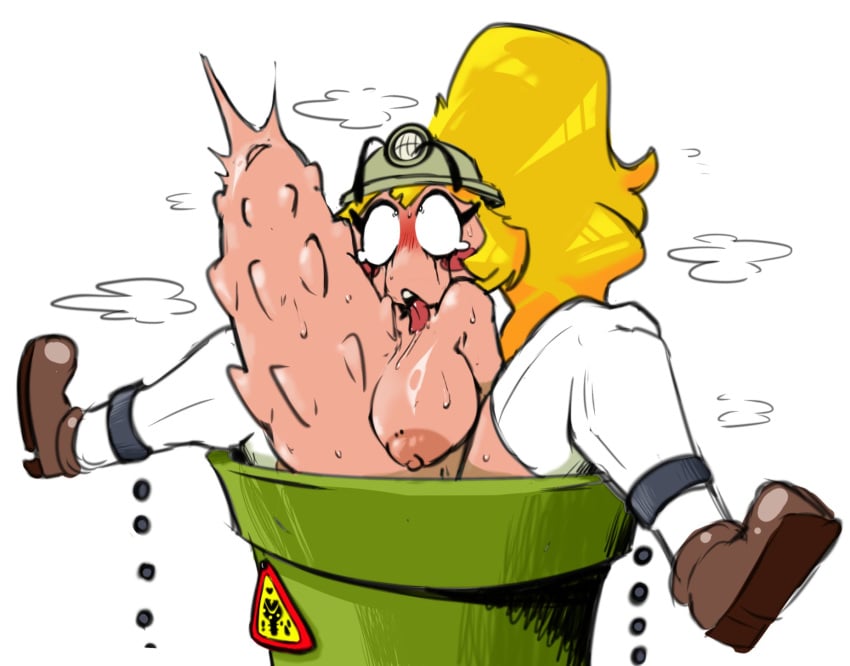 bav blonde_hair bodily_fluids breasts clothing deep_penetration extreme_penetration female genitals goombella hair hat headgear headwear hi_res huge_cock humanoid hyper_penetration hyper_penis hyper_stomach_bulge mario_(series) mario_bros nintendo nude paper_mario paper_mario:_the_thousand-year_door penetration penile_spines penis restraints running_makeup sex simple_background stomach_bulge tears warp_pipe white_background