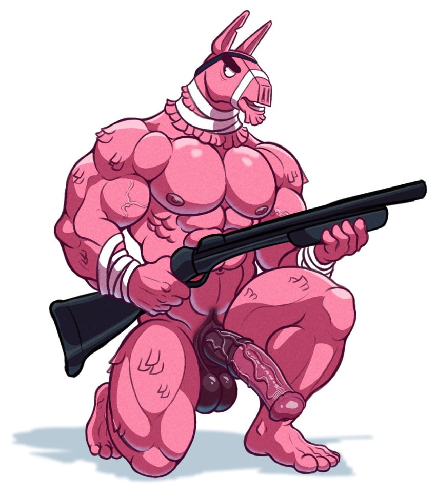 2024 abs animal_genitalia animal_penis animate_inanimate anthro areola arm_wraps balls barazoku biceps big_balls big_muscles big_penis camelid deltoids epic_games equine_genitalia equine_penis erection eye_patch eyebrows eyewear feet fortnite fur genitals gun hi_res holding_gun holding_object holding_ranged_weapon holding_weapon humanoid_feet humanoid_hands kneeling living_pinata llama lt._john_llama male mammal medial_ring muscular muscular_anthro muscular_male navel nipples notched_ear nude on_one_knee open_mouth pecs penis pinata plantigrade posstype ranged_weapon serratus shadow shotgun simple_background solo thick_arms thick_thighs tuft vein weapon white_background wool_(fur) wraps