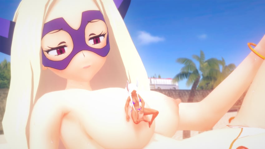 3d big_breasts blonde_hair boku_no_hero_academia bunny_ears bunny_girl giantess koikatsu long_hair mirko miruko mount_lady muscular_female my_hero_academia rumi_usagiyama size_difference takeyama_yuu tan_body tenguyurilove usagiyama_rumi yuri