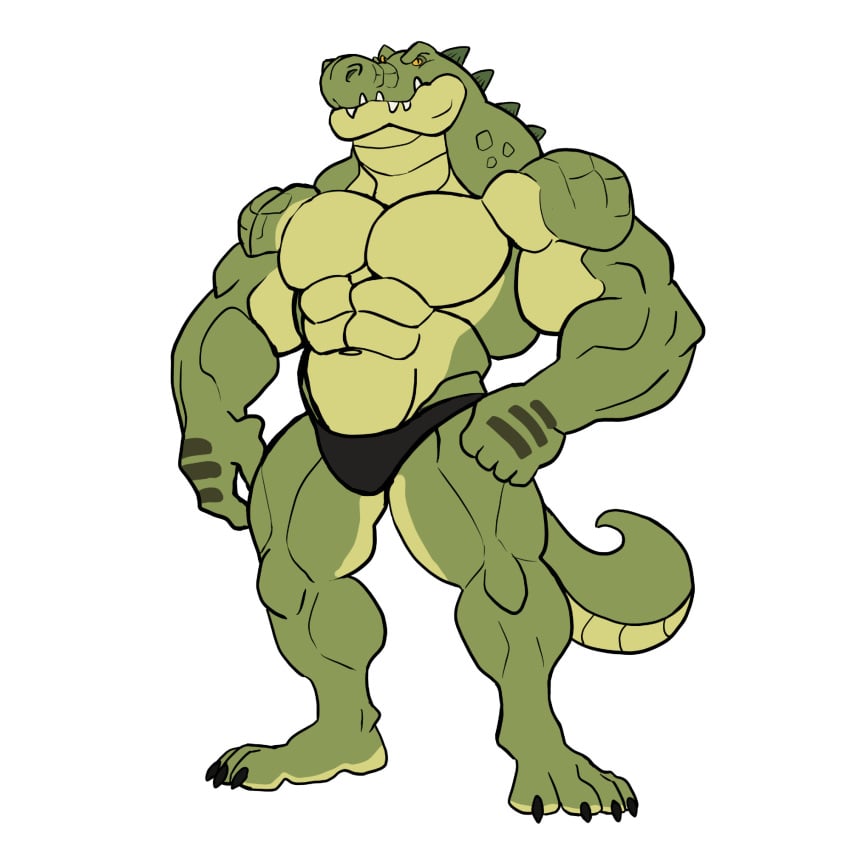 alligator alligatorid anthro balls bara barazoku bulge darknaigart flaccid male male_only muscles muscular penis scalie solo solo_male