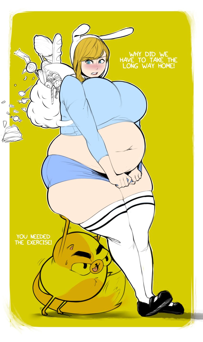 1girls adventure_time bbw belly_button belly_overhang big_arms big_ass big_belly big_breasts big_butt black_eyes blonde_hair blue_eyes blue_topwear blush breasts bunny_ears busty cake cake_the_cat cartoon_network chubby chubby_female curvaceous curvy deep_navel english english_text expansion fat fat_thighs female female_focus fionna_the_human_girl food grabbing_belly hand_behind_back headwear hips huge_ass huge_belly huge_breasts huge_butt human hyper_belly large_ass large_breasts large_butt long_hair looking_away muffin_top navel nonude obese overweight overweight_female pewbutt plump stockings straight_hair stuffed tagme teenager thick thick_ass thick_thighs thighs tight_clothing tight_pants tomboy voluptuous weight_gain white_legwear wide_hips