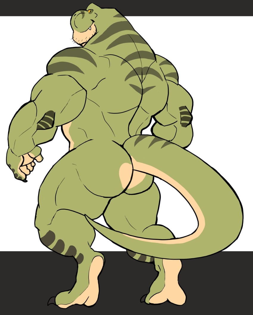 anthro ass bara barazoku darknaigart dinosaur jace_(darknaig) male male_only muscles muscular nude scalie solo solo_male tyrannosaurid tyrannosaurus tyrannosaurus_rex