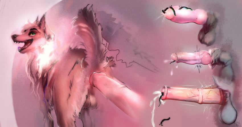 64k backsack balls bodily_fluids canid canine canis cock_transformation cum disembodied_penis duo feral genital_fluids genitals hi_res infestation looking_at_viewer looking_back looking_back_at_viewer male male/male mammal motion_lines onomatopoeia parasite penetration penis penis_transformation pink_penis raised_tail solo sound_effects tail text transformation urethral urethral_penetration