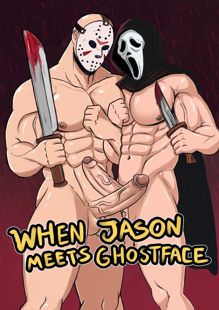 balls bara blood boner crossover erection friday_the_13th gay ghostface hockey_mask jason_voorhees knife machete male male_only mask muscles muscular nude ofstrial penis scream_(franchise)