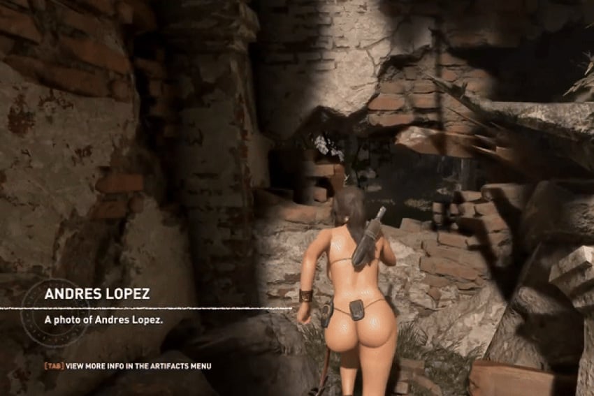 3d animated artist_request bubble_butt lara_croft lara_croft_(survivor) large_breasts looping_animation playing_games source_request string_bikini tomb_raider tomb_raider_(survivor)