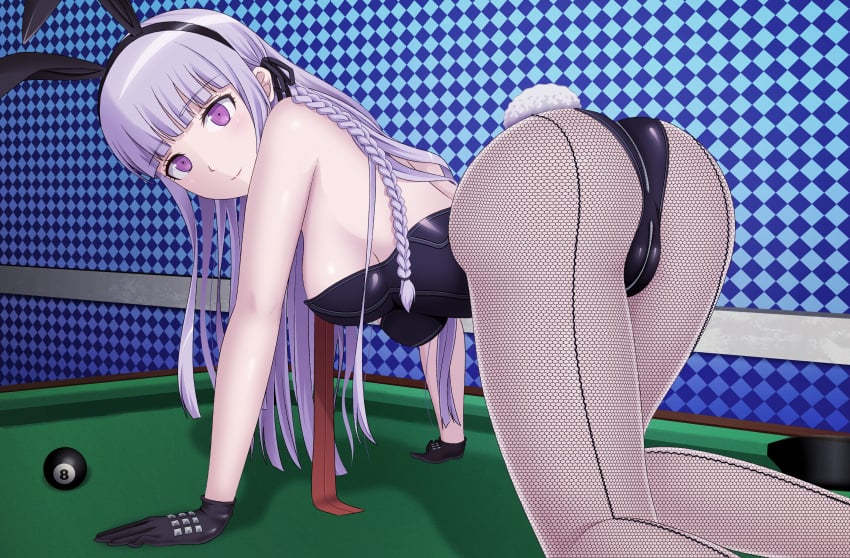 1girls all_fours braid bunnysuit danganronpa danganronpa:_trigger_happy_havoc danganronpa_(series) female female_only kirigiri_kyouko nanikairu pasya-pasya solo tagme