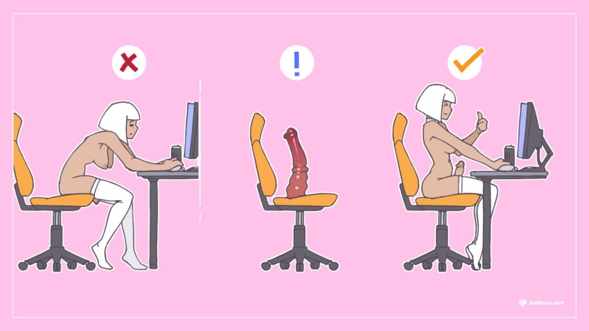 1futa big_breasts breasts choker collar computer computer_chair computer_monitor correct_gaming_posture_(meme) desk desktop dildo dildo_sitting dildo_sitting_reveal erection futa_only futanari gaming_chair huge_cock human light-skinned_futanari light_skin meme nude penis side_view sitting solo table tagme tailbox thighhighs white_hair white_thighhighs