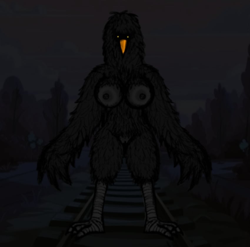 bird black_bird_(fnaf) fazbear_frights fnaf fnaf_novels night night_sky railroad tracks