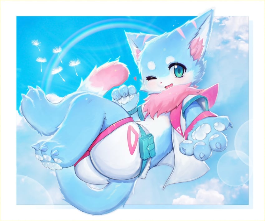 anthro blue_fur clothed clothing cloud cute soda_uyu