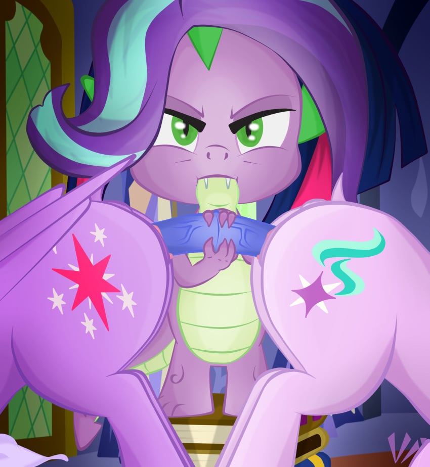 2017 annoyed anus book cutie_mark dildo dragon equine feathered_wings feathers female feral friendship_is_magic group horn horse male mammal my_little_pony pegasus pony pussy sex_toy spike_(mlp) starlight_glimmer twilight_sparkle_(mlp) vaginal_penetration virenth wings