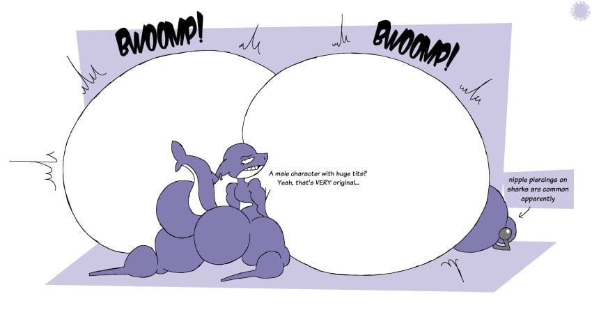 12_oz._mouse absurd_res adult_swim aliasing anthro artist_logo artist_name ass big_breasts big_butt bottom_heavy breast_expansion breasts bubble_butt cartoon_network curvy_figure dialogue digital_media_(artwork) discovery_channel emanata english_text erect_nipples expansion eyelashes fangs female femboy fin fin_piercing fin_ring fish flash_emanata furgonomics furry-specific_piercing geometric_background hi_res huge_breasts hyper hyper_breasts logo looking_at_viewer marine nipple_piercing nipples onomatopoeia piercing raised_tail rear_view shark shark_(12_oz._mouse) shark_week signature simple_background solo sound_effects tail teeth text thatdawgmurray thick_thighs