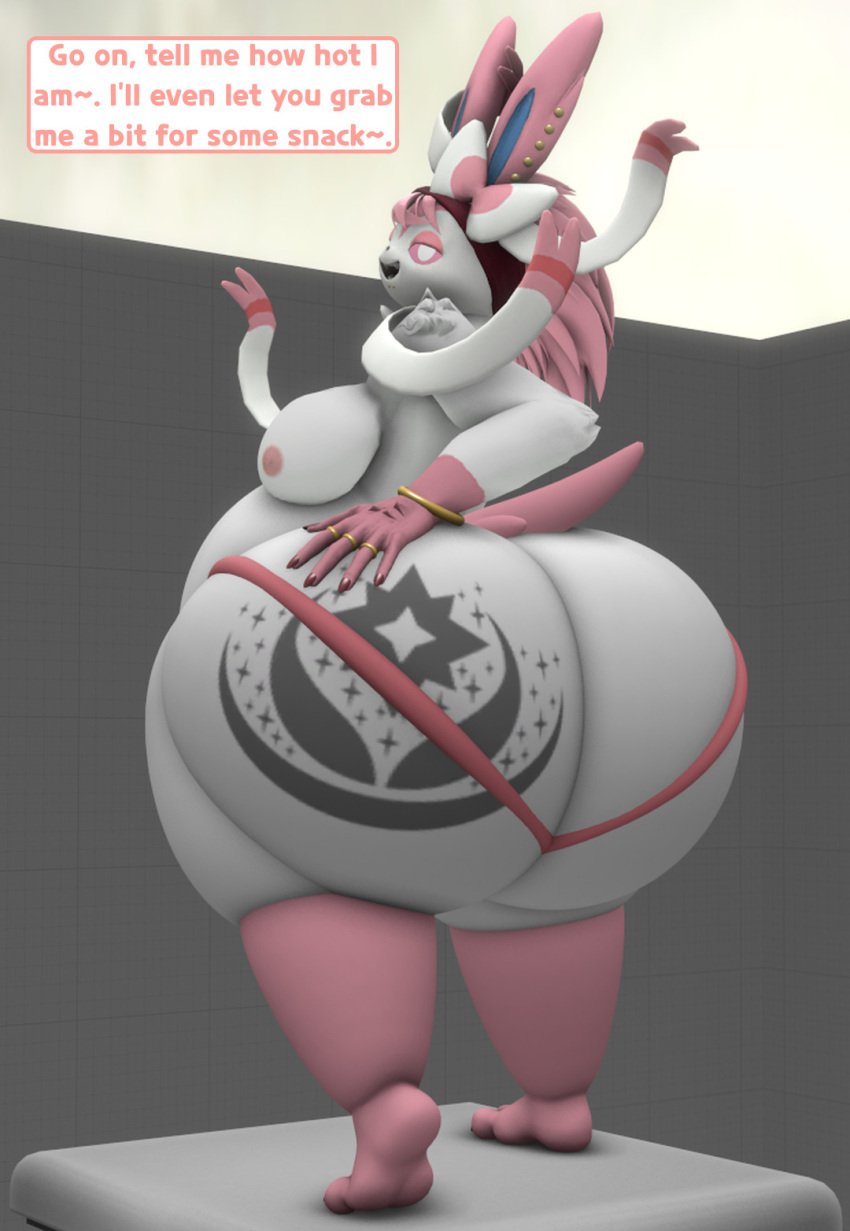 big_ass big_breasts breasts bubble_butt eeveelution furry huge_ass kingofthekabuto overweight pokémon_(species) pokemon pokemon_(species) queenofthekabuto sylveon thick_thighs wide_hips