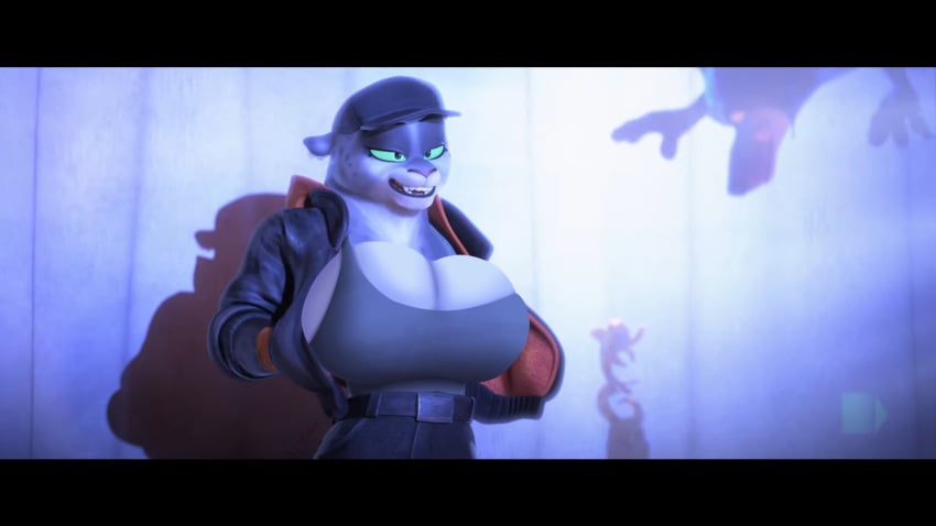 big_breasts breasts cleavage edit female furry huge_breasts kitty_kat_(bad_guys) notsafeforgek screenshot_edit tagme