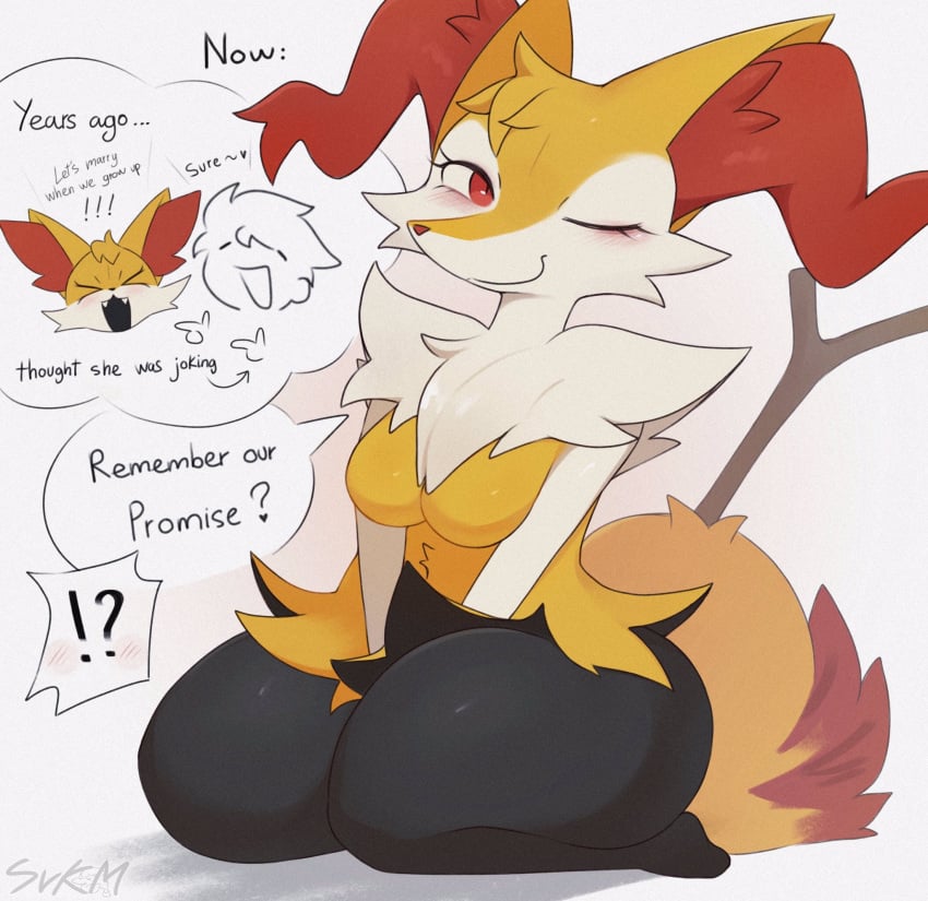 anthro blush braixen breasts cleavage fennekin pokemon pokemon_(species) svkhaiminh