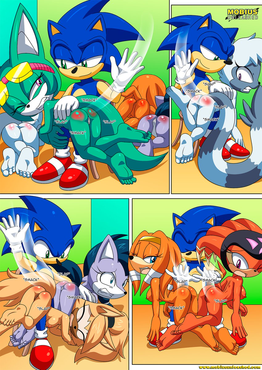 1boy 6girls ass barefoot bbmbbf blush breasts comic female lupe_the_wolf male male/female mobius_unleashed nipples nude palcomix pussy sega shade_the_echidna sonar_the_fennec sonic's_guide_to_spanking_2_(comic) sonic_(series) sonic_the_hedgehog sonic_the_hedgehog_(series) spanking tangle_the_lemur tikal_the_echidna whisper_the_wolf