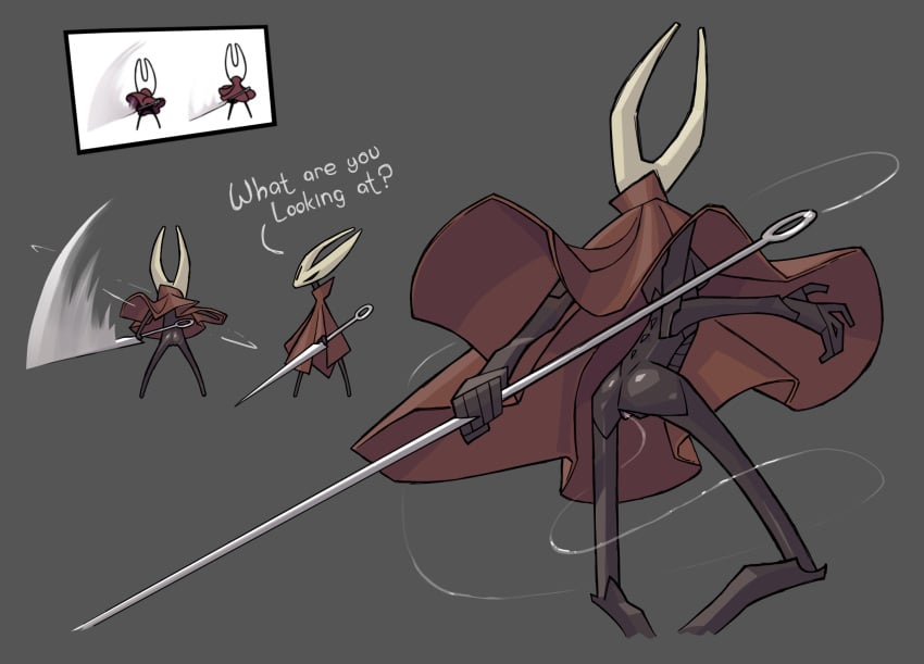 2d angry angry_face ass beetle black_body bottomless bug butt_focus chitin cloak dripping dripping_precum female female_only half-dressed half_naked hollow_knight hornet_(hollow_knight) horns humanoid insect_girl insect_humanoid insects long_legs meme naked_under_cloak pussy_ejaculation pussy_juice pussy_juice_trail shell skull slim slim_waist team_cherry text tomboy weapon wet_pussy